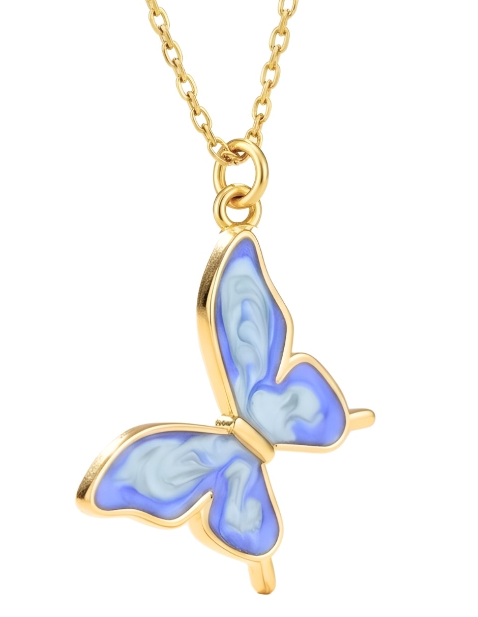 Collar con dije de mariposa Zvezda Aurore con acabado chapa de oro 18 K