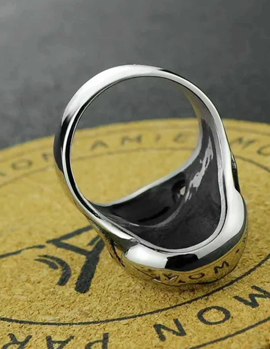 Anillo calavera nira calaveras de acero inoxidable brillante