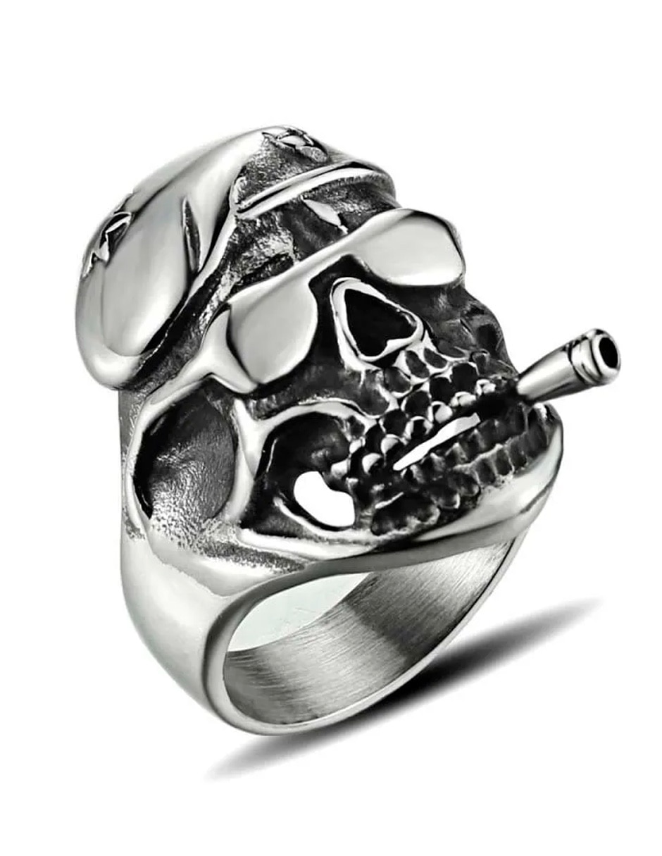 Anillo calavera calaveras de acero inoxidable brillante