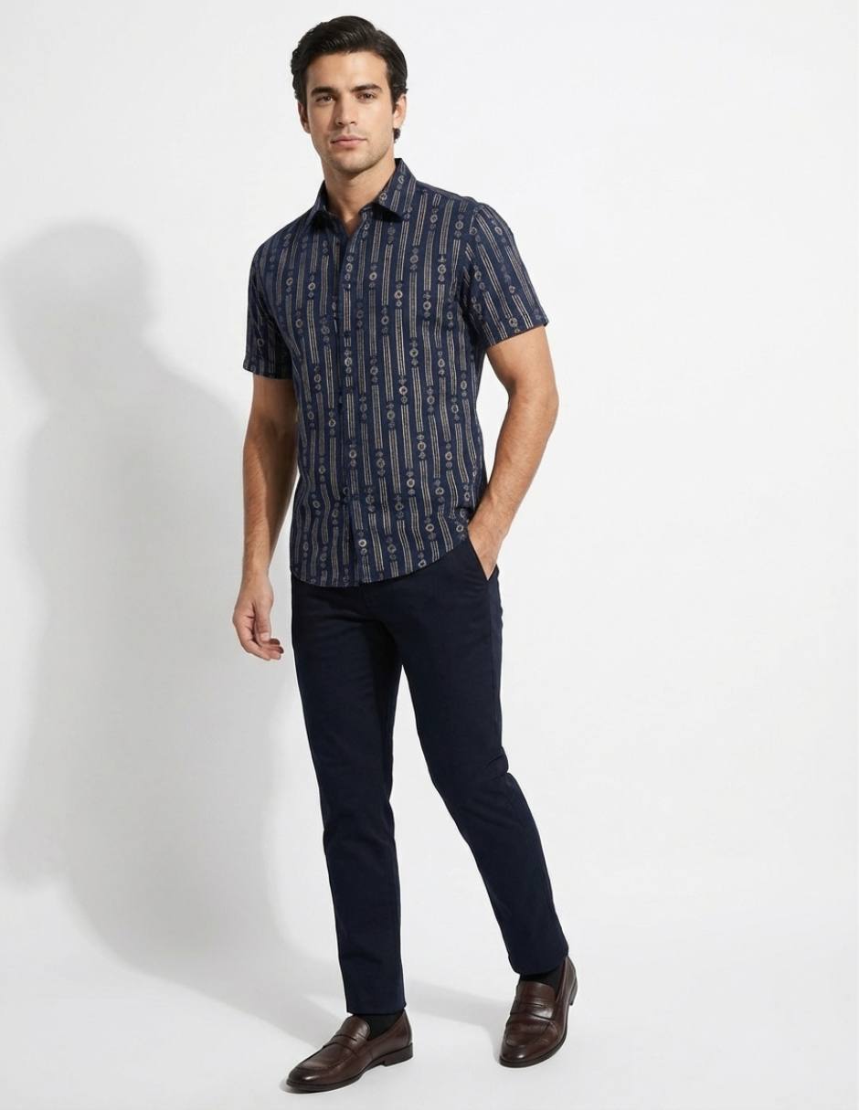Camisa casual Pavini manga corta para hombre