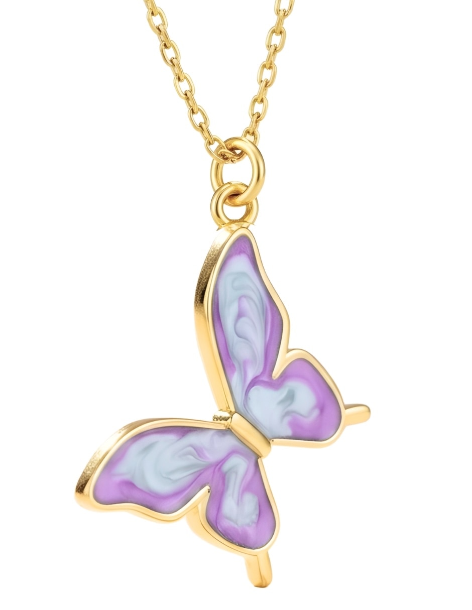 Collar con dije de mariposa Zvezda Aurore con acabado chapa de oro 18 K