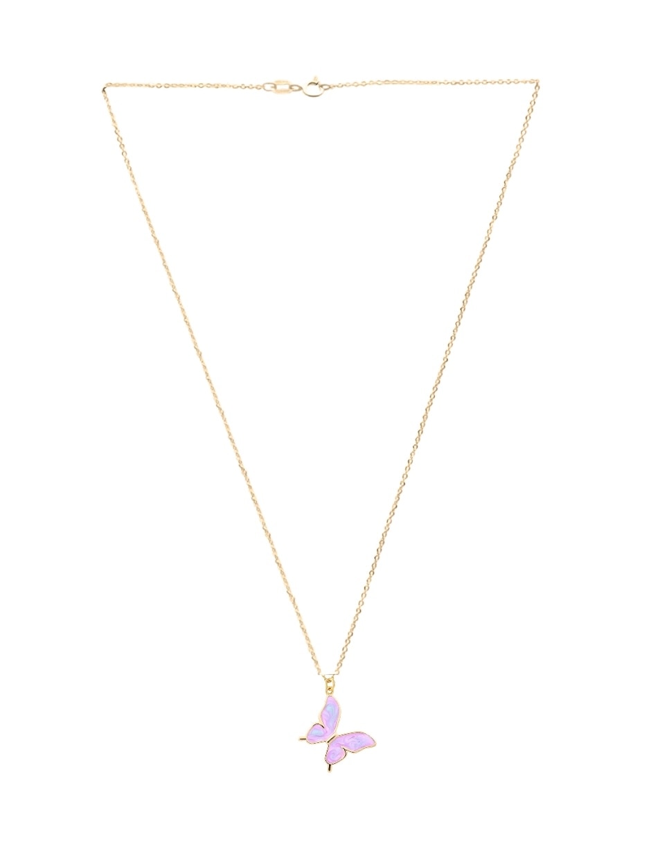 Collar con dije de mariposa Zvezda Aurore con acabado chapa de oro 18 K