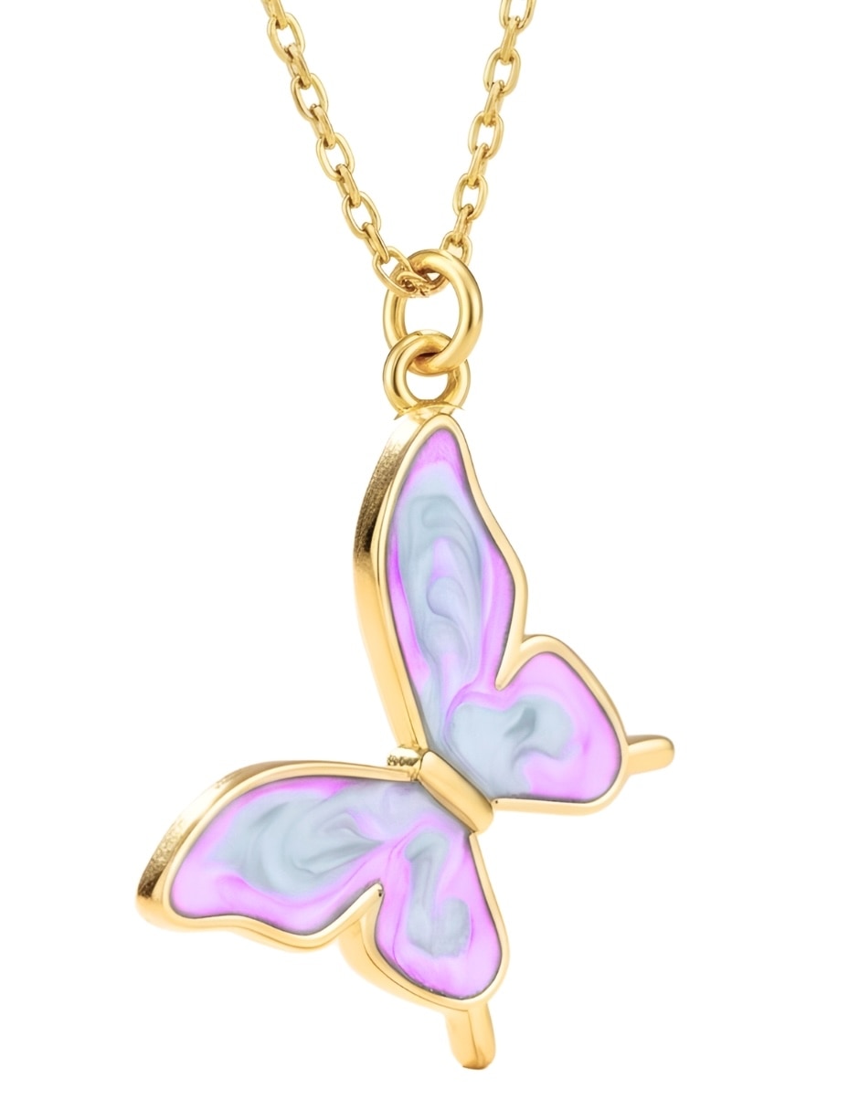 Collar con dije de mariposa Zvezda Aurore con acabado chapa de oro 18 K