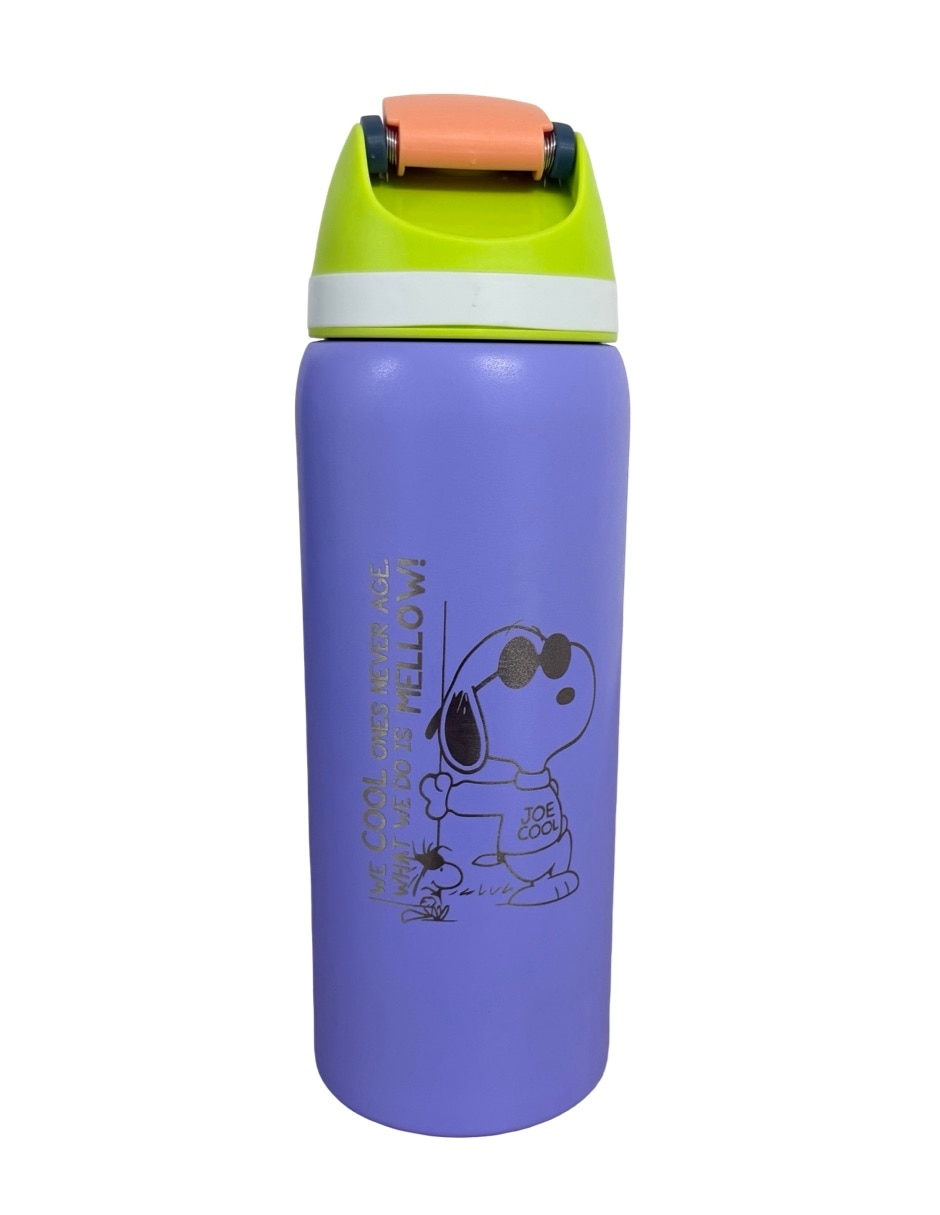 Termo Termomania de acero inoxidable Snoopy tipo Owala morado con tapa rosca