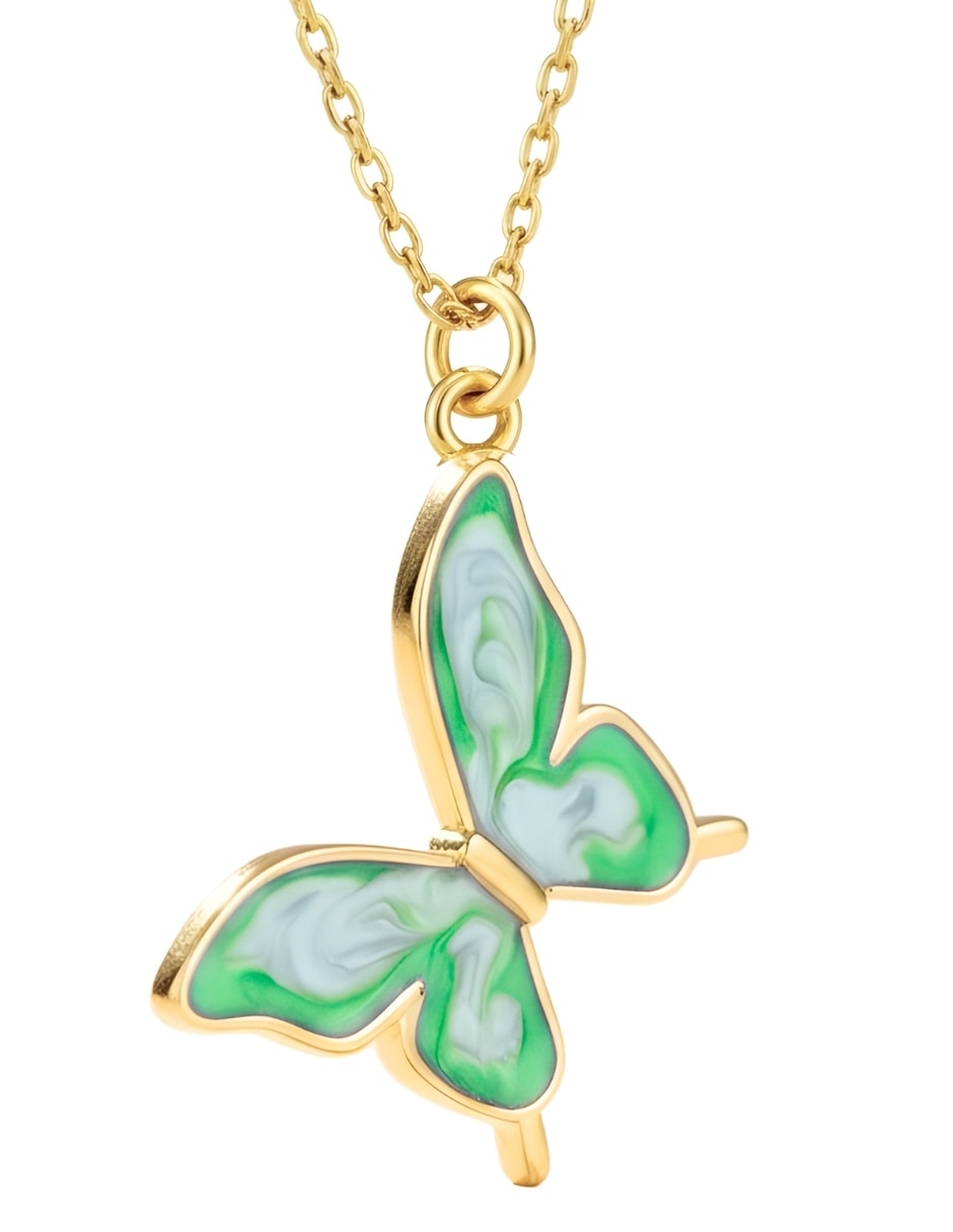 Collar con dije de mariposa Zvezda Aurore con acabado chapa de oro 18 K