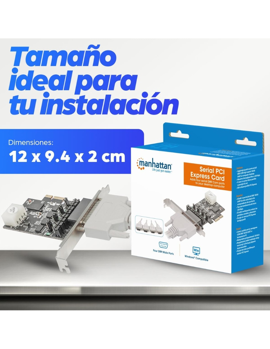 Adaptador multipuertos manhatthan tarjeta de puertos seriales pci express