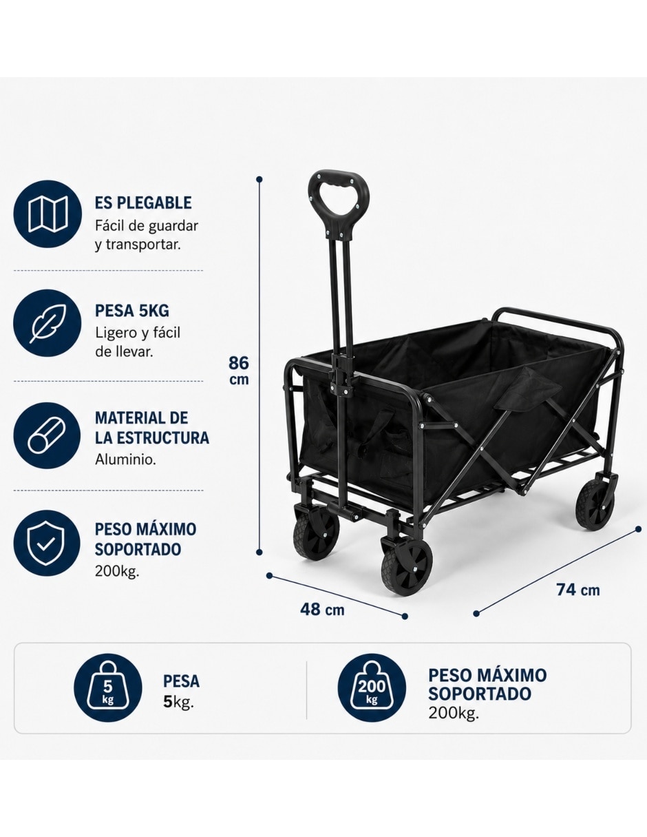 Carrito vagón plegable U Shop Mèxico con capacidad de 200 kg