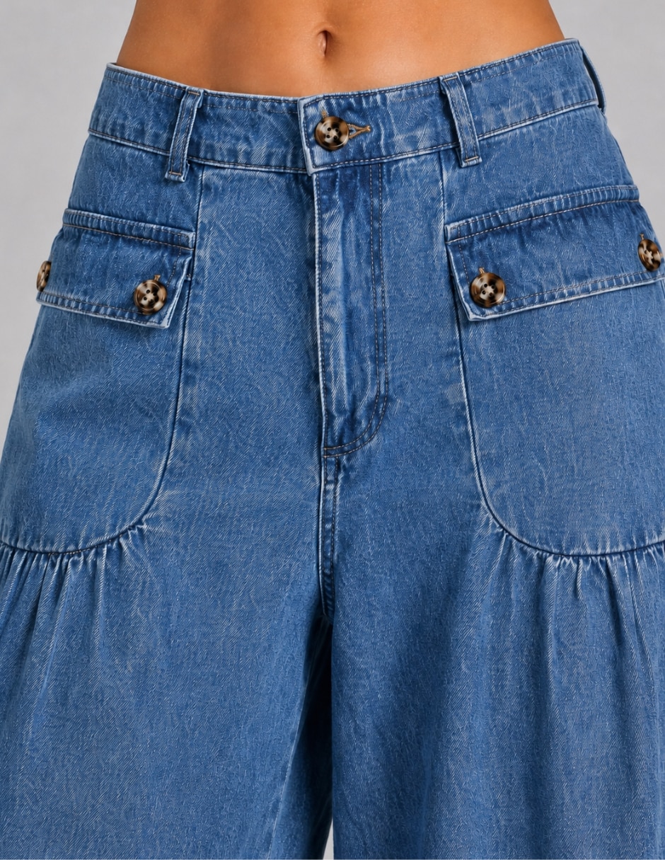 Jeans relajado 25517-D corte cintura alta para mujer 3