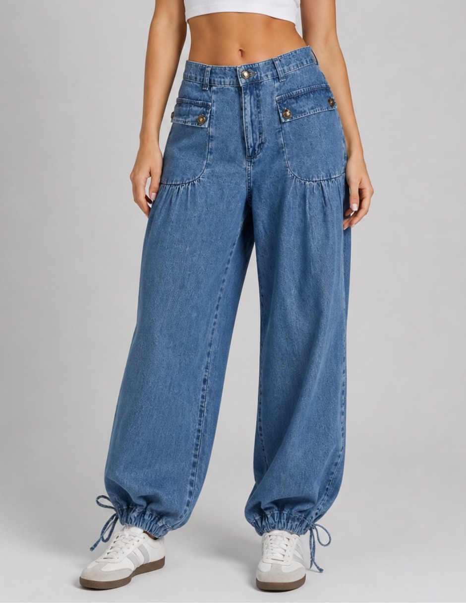 Jeans relajado 25517-D corte cintura alta para mujer Jeans relajado 25517-D corte cintura alta para mujer