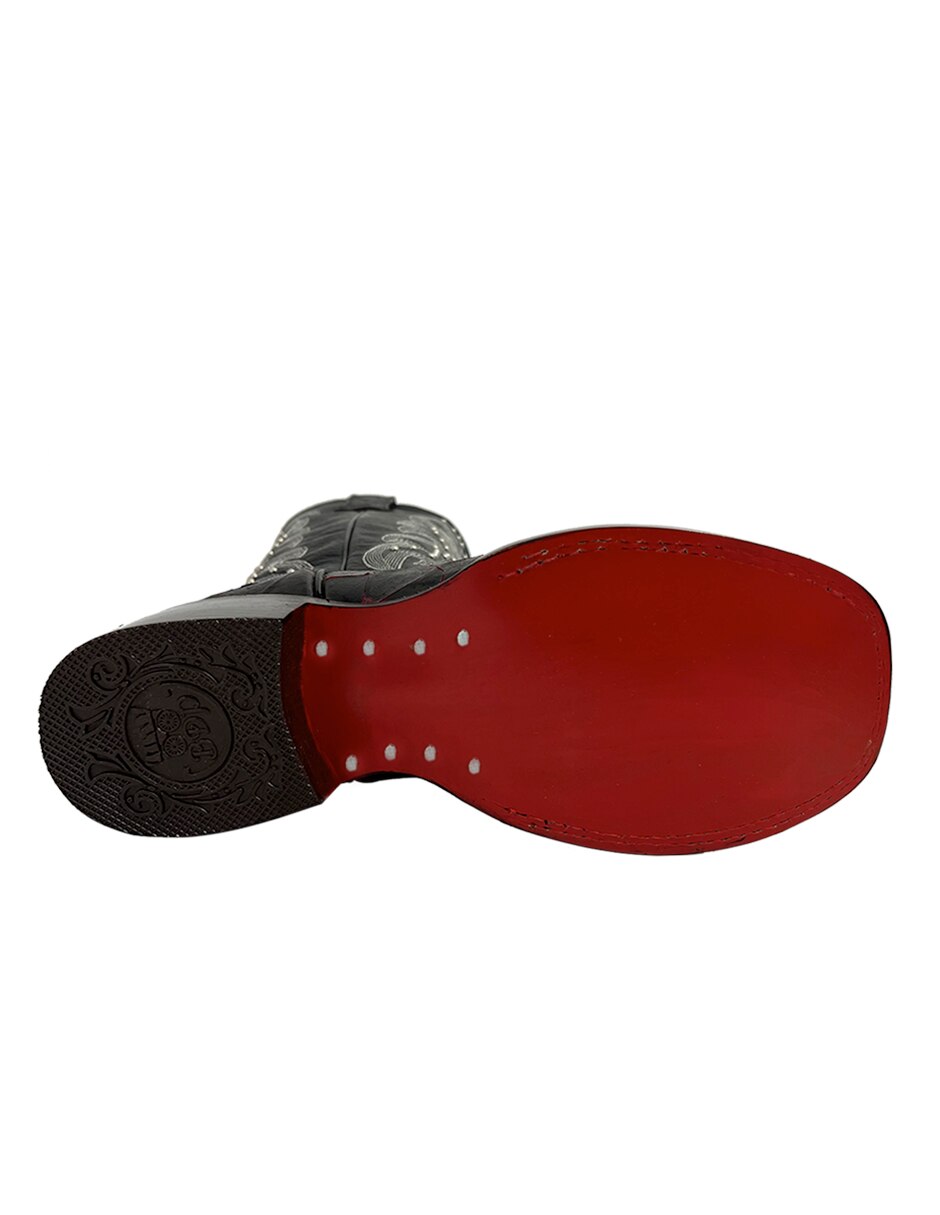 Bota cowboy media pierna de piel para mujer