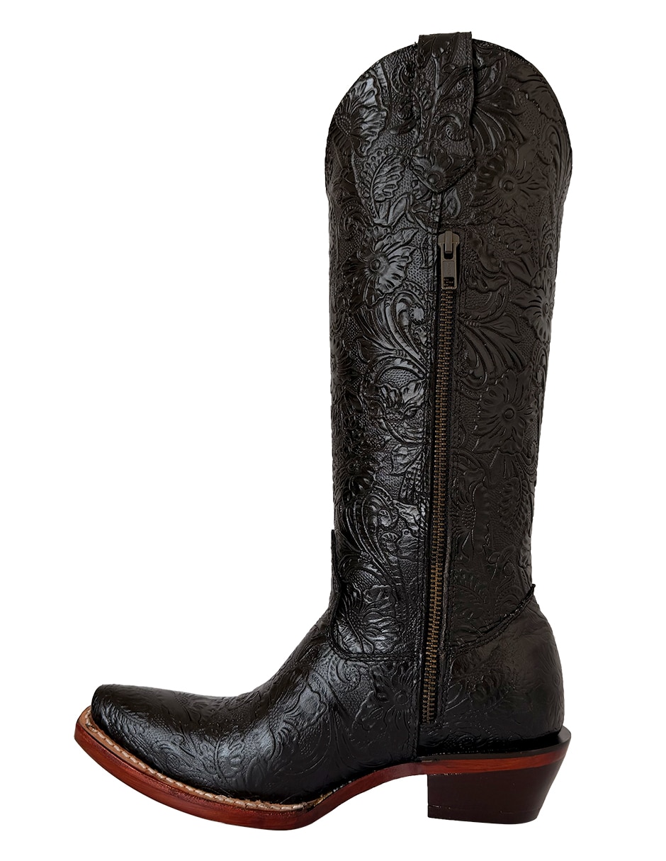 Bota cowboy abajo de la rodilla de piel para mujer 4