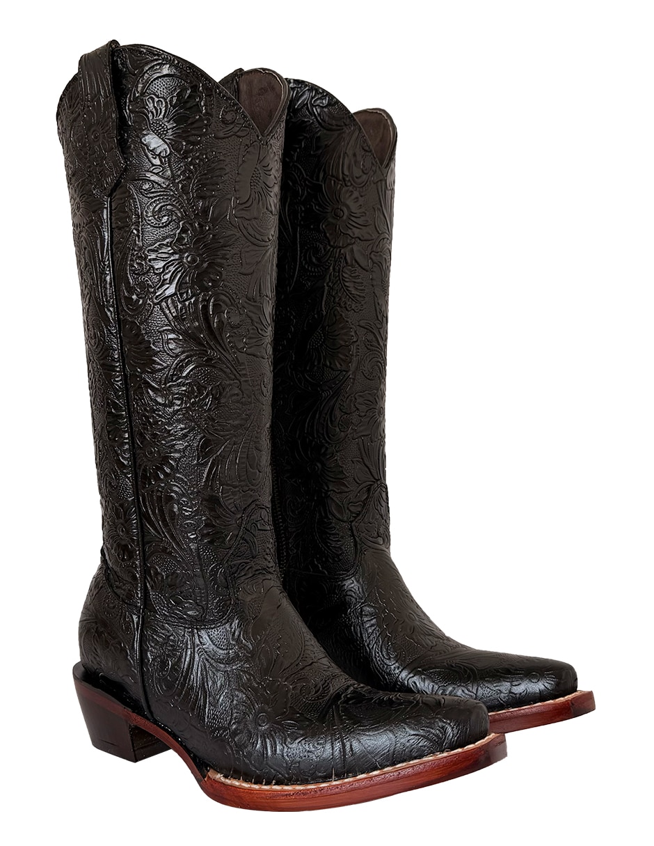 Bota cowboy abajo de la rodilla de piel para mujer 6