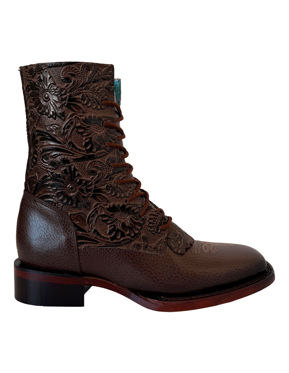 Bota cowboy arriba del tobillo de piel para mujer