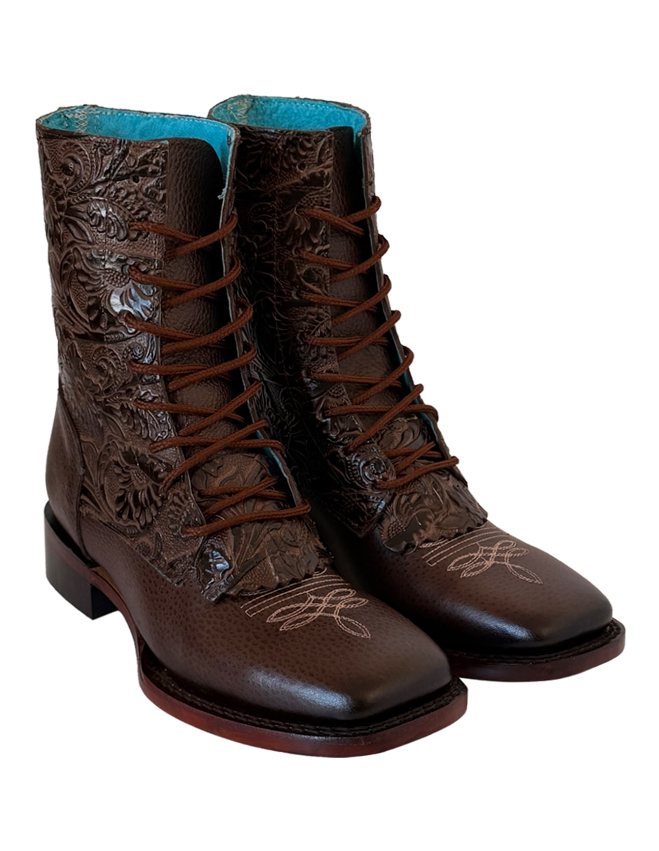 Bota cowboy arriba del tobillo de piel para mujer 2