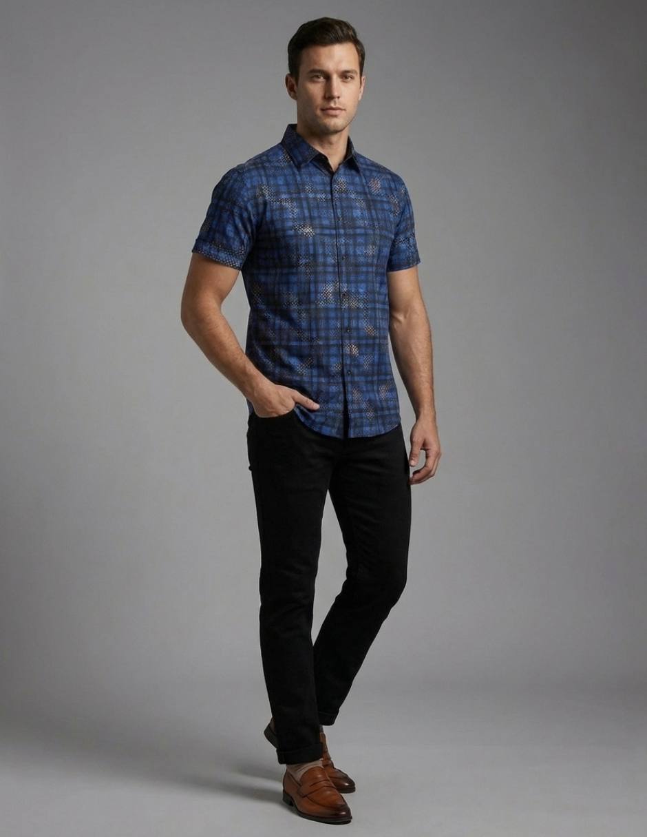 Camisa casual pavini manga corta para hombre