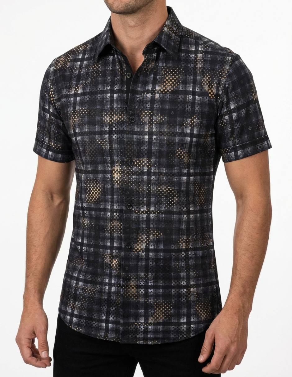 Camisa/Sobrecamisa Casual de (si aplica) Algodón y poliéster manga Corta para hombre