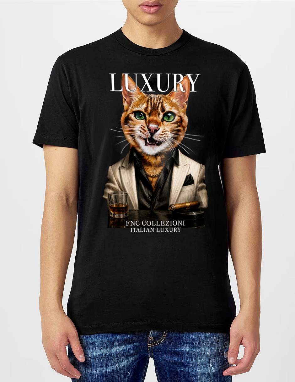 Playera luxury cat cuello redondo para hombre Playera luxury cat cuello redondo para hombre