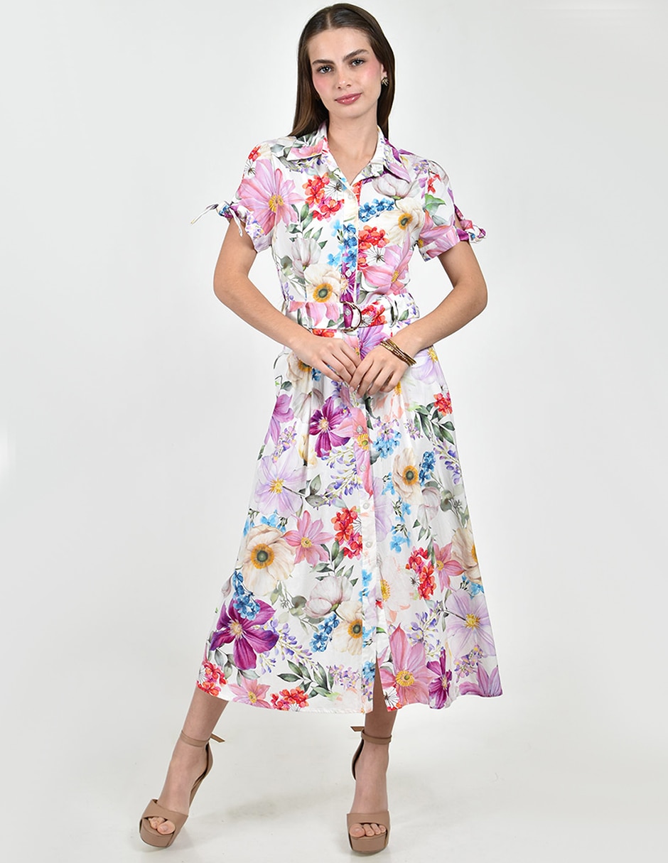 Vestido camisero midi casual para mujer 6