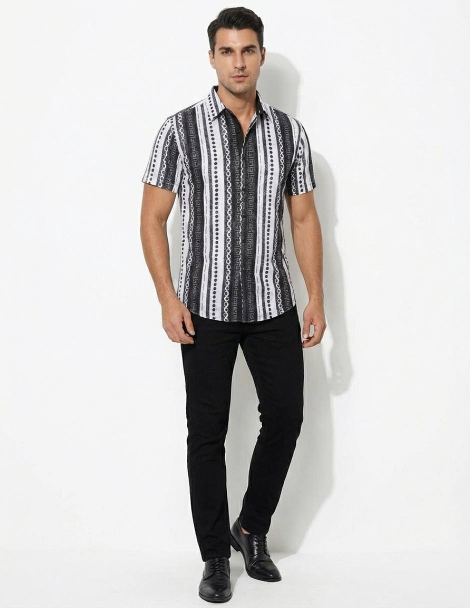 Camisa casual pavini manga corta para hombre