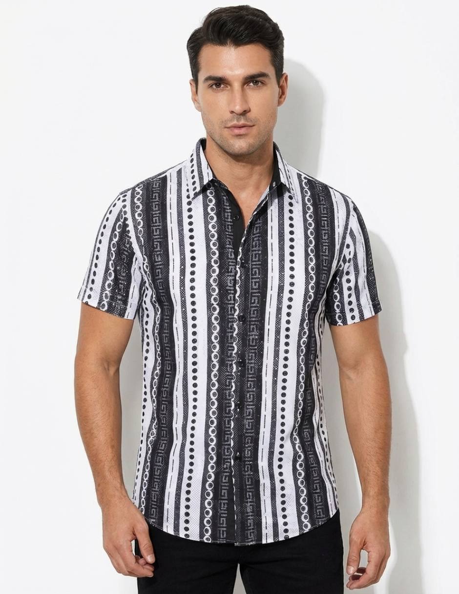 Camisa casual pavini manga corta para hombre