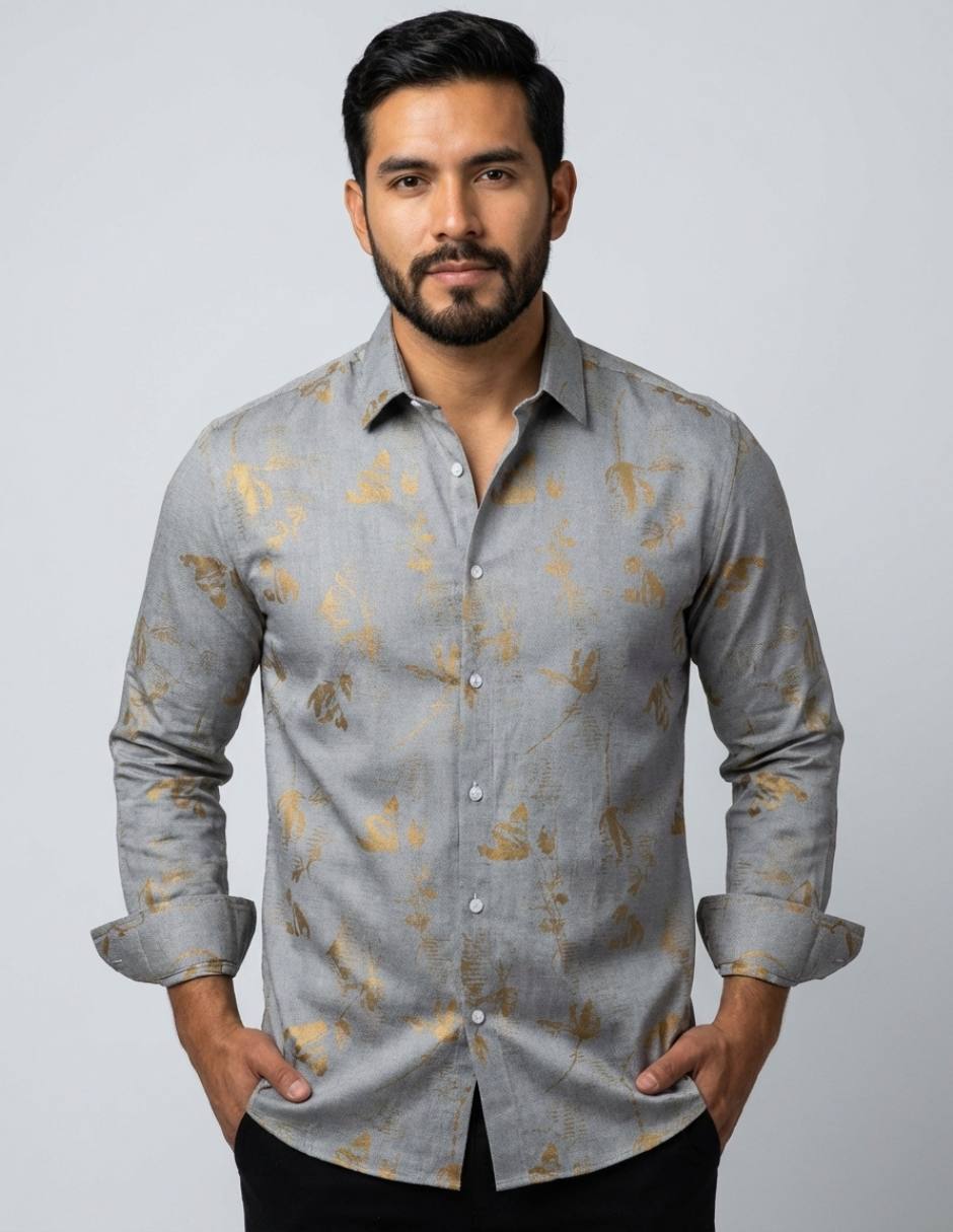 Camisa casual ABS manga larga para hombre