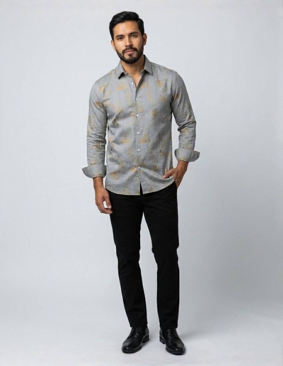 Camisa casual manga larga para hombre 4