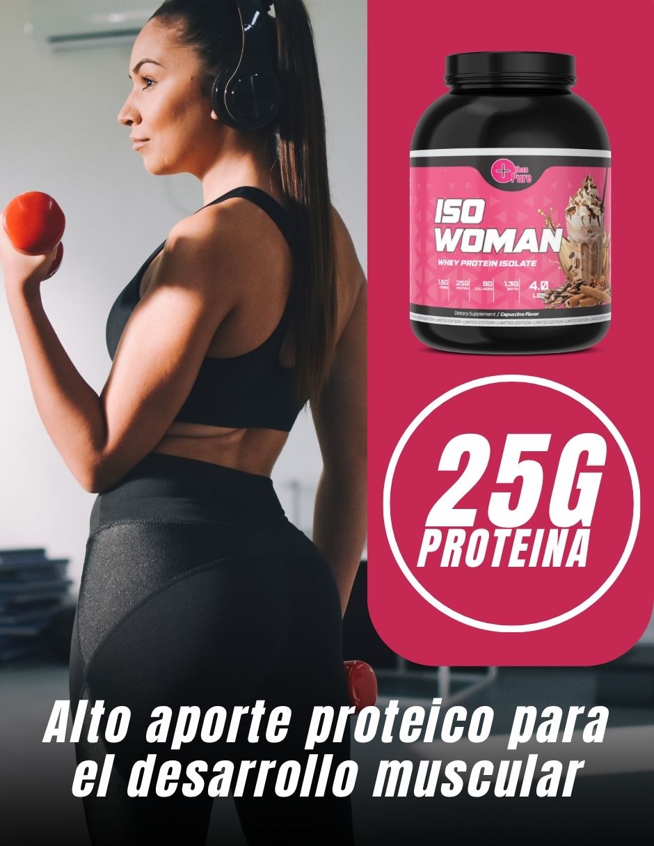 Kit de Iso Woman + Glutamina + Creatina More Than Pure con Biotina y Colágeno sabor capuccino