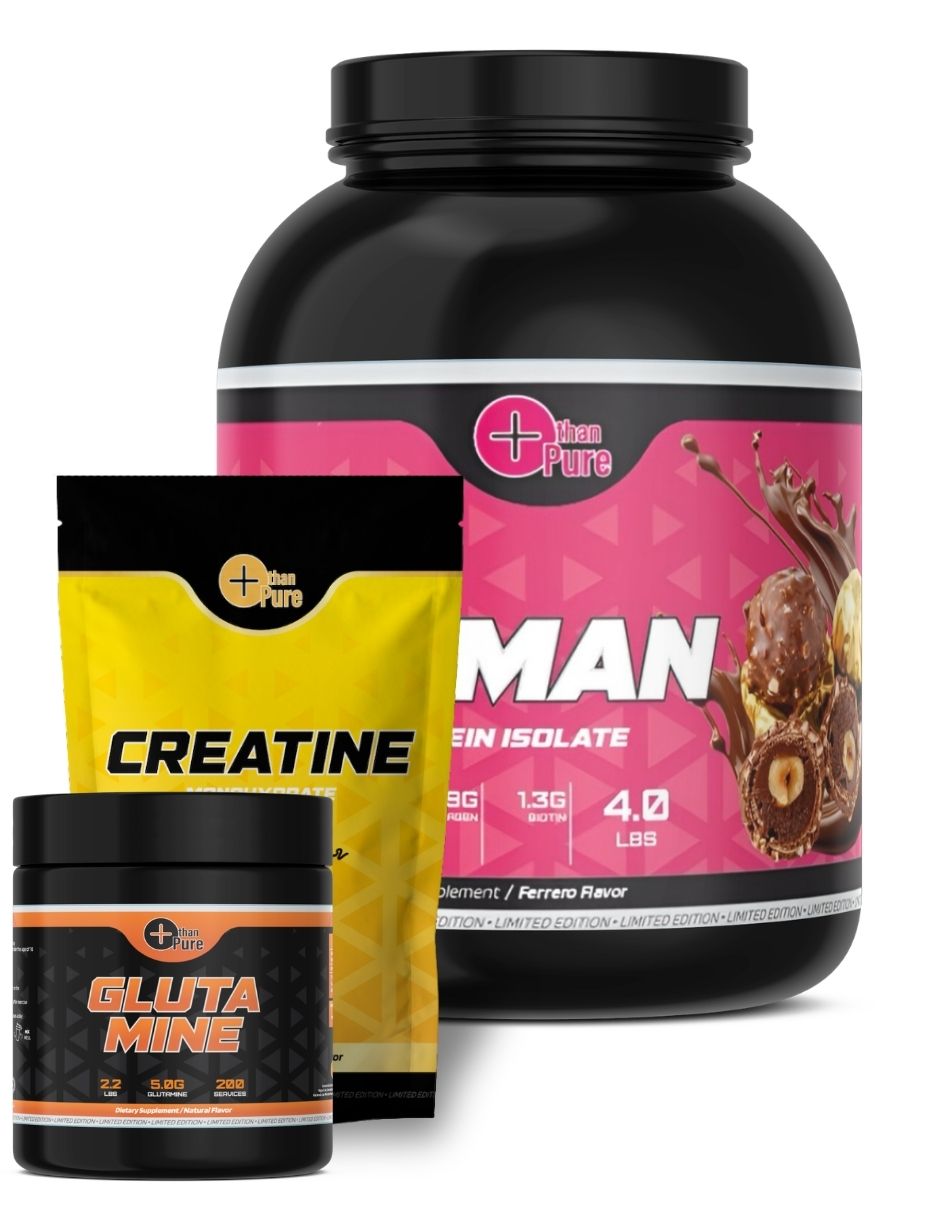 Kit iso woman + glutamina + creatina more than pure con biotina y colágeno sabor choco-avellana