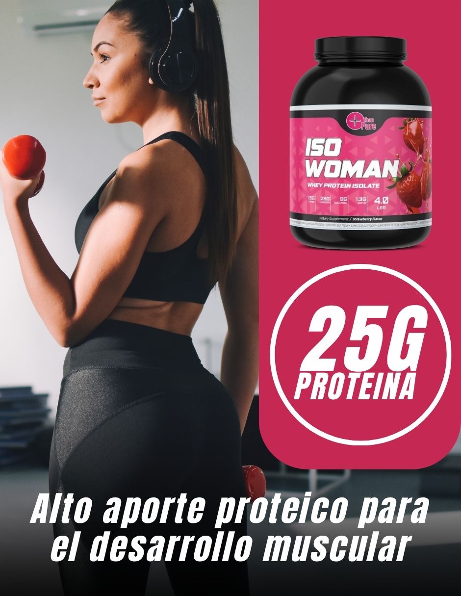 Kit iso woman + glutamina + creatina more than pure con biotina y colágeno sabor fresa