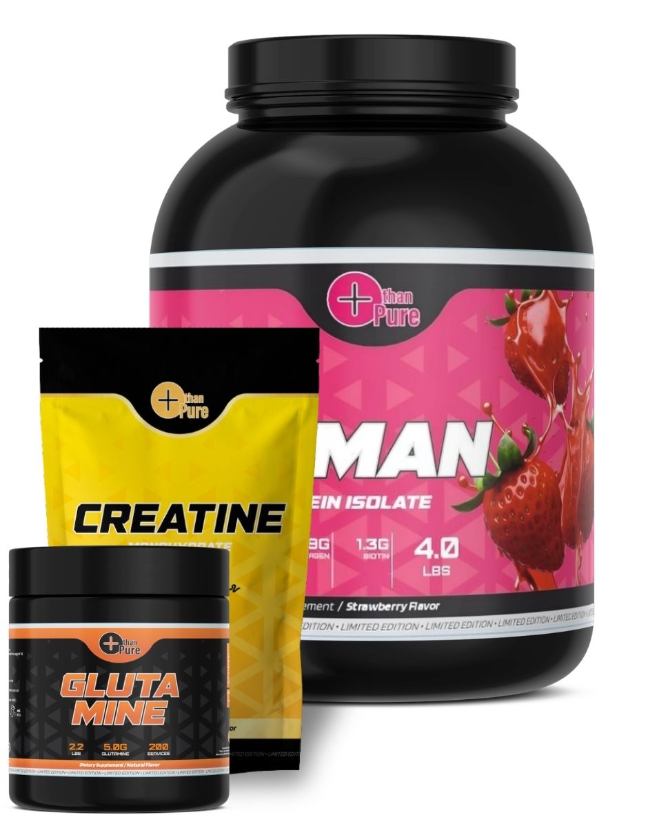 Kit iso woman + glutamina + creatina con biotina y colágeno sabor fresa