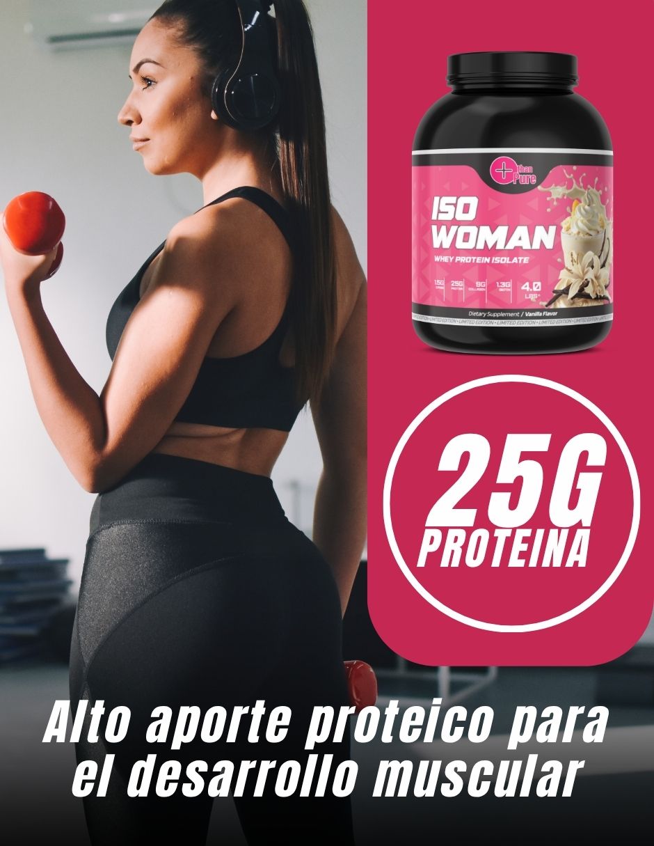Kit de Iso Woman + Glutamina + Creatina More Than Pure con Biotina y Colágeno sabor vainilla