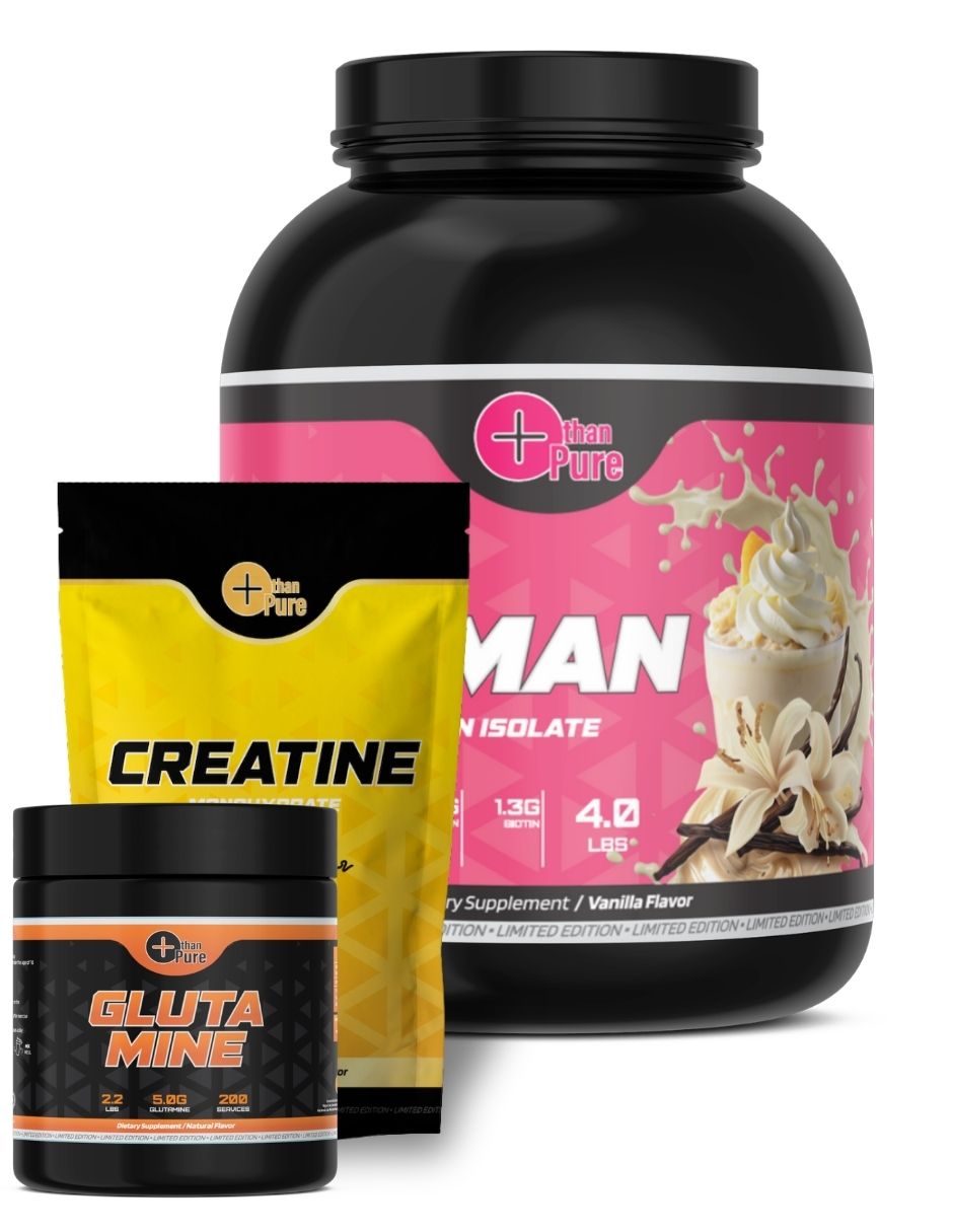 Kit de Iso Woman + Glutamina + Creatina con Biotina y Colágeno sabor vainilla
