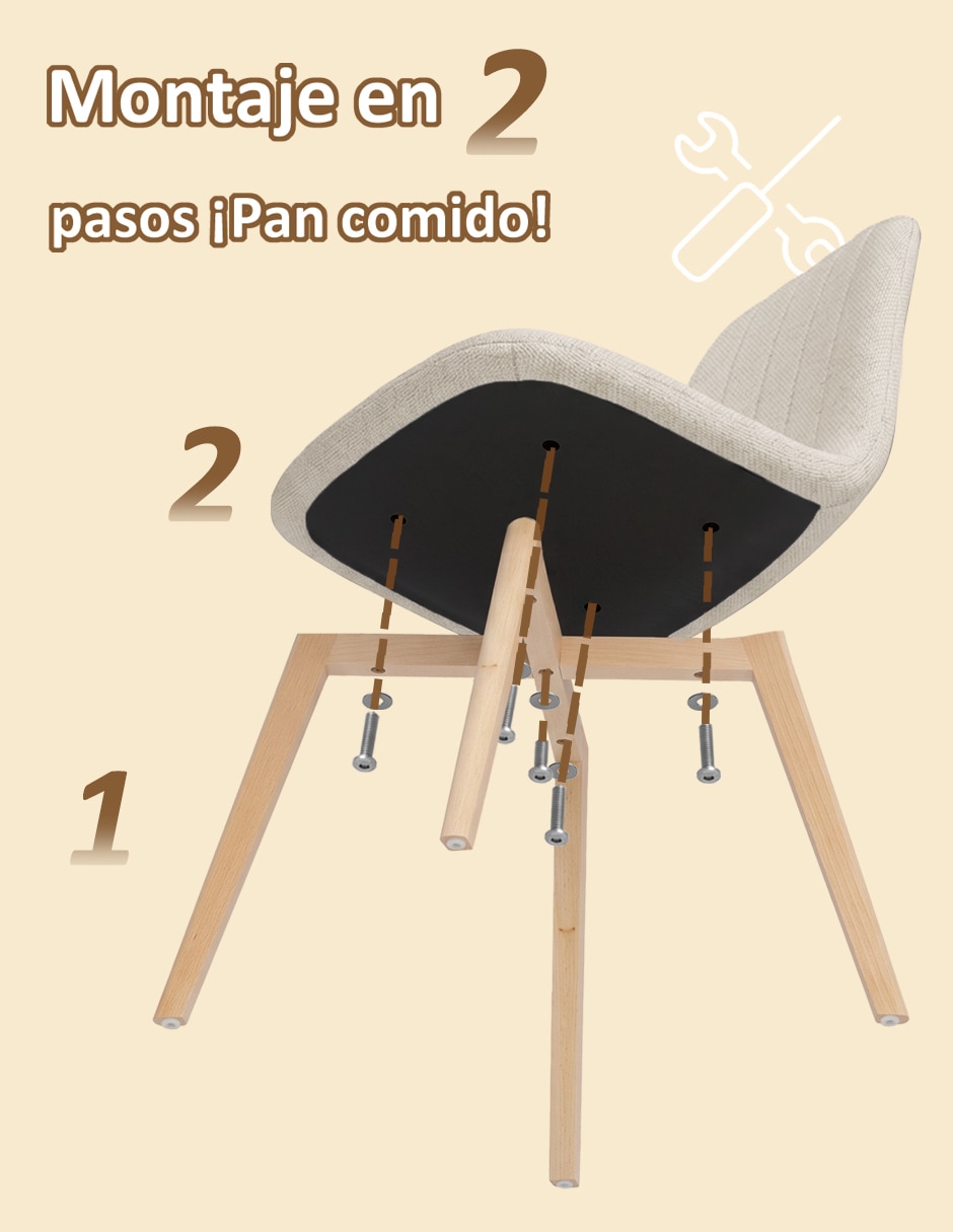 Juego de sillas 2 piezas de comedor Home Make de madera