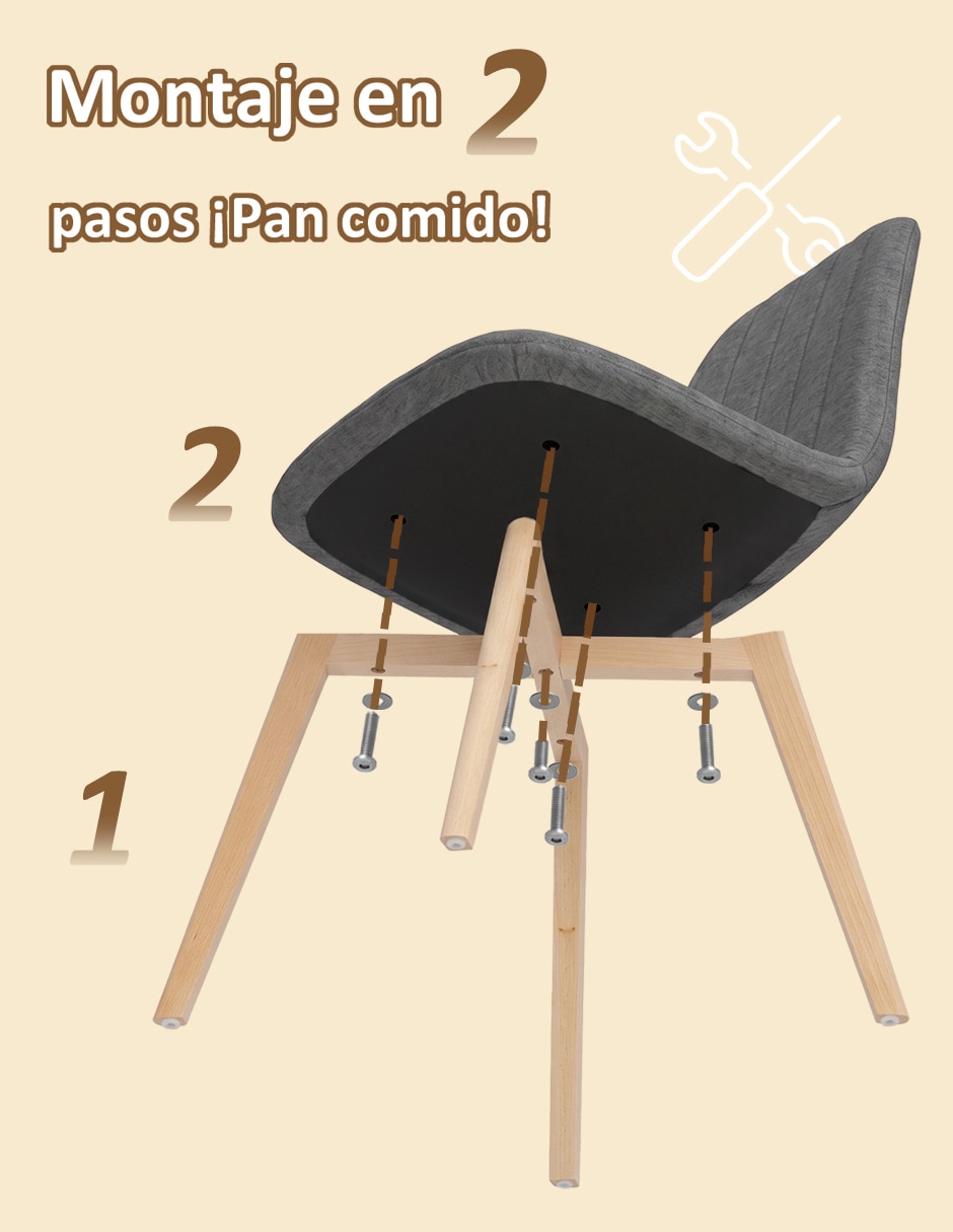 Juego de sillas 2 piezas de comedor de madera 2