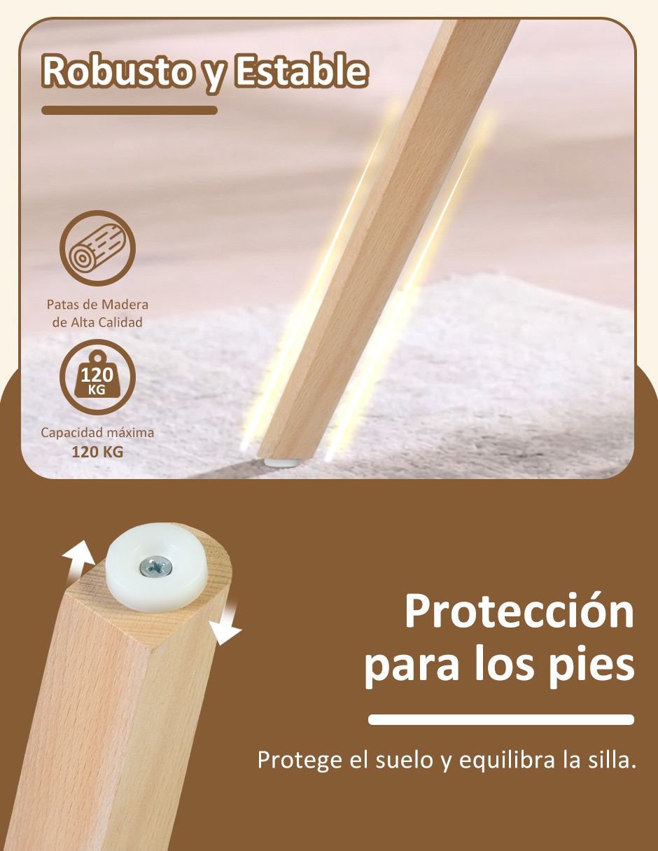 Juego de sillas 2 piezas de comedor de madera 3