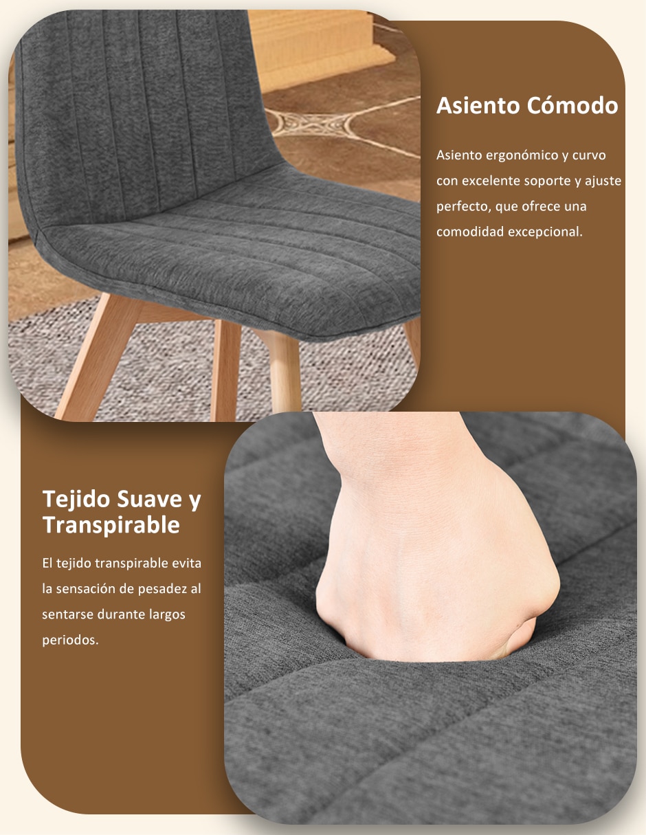 Juego de sillas 2 piezas de comedor de madera 7