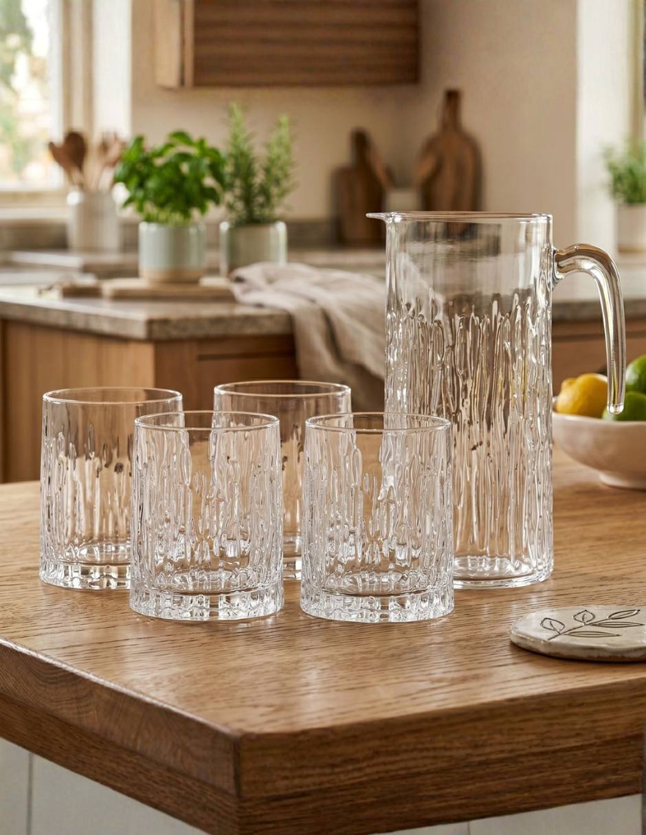 Set jarra c/vasos vidrio Stovmex Oak