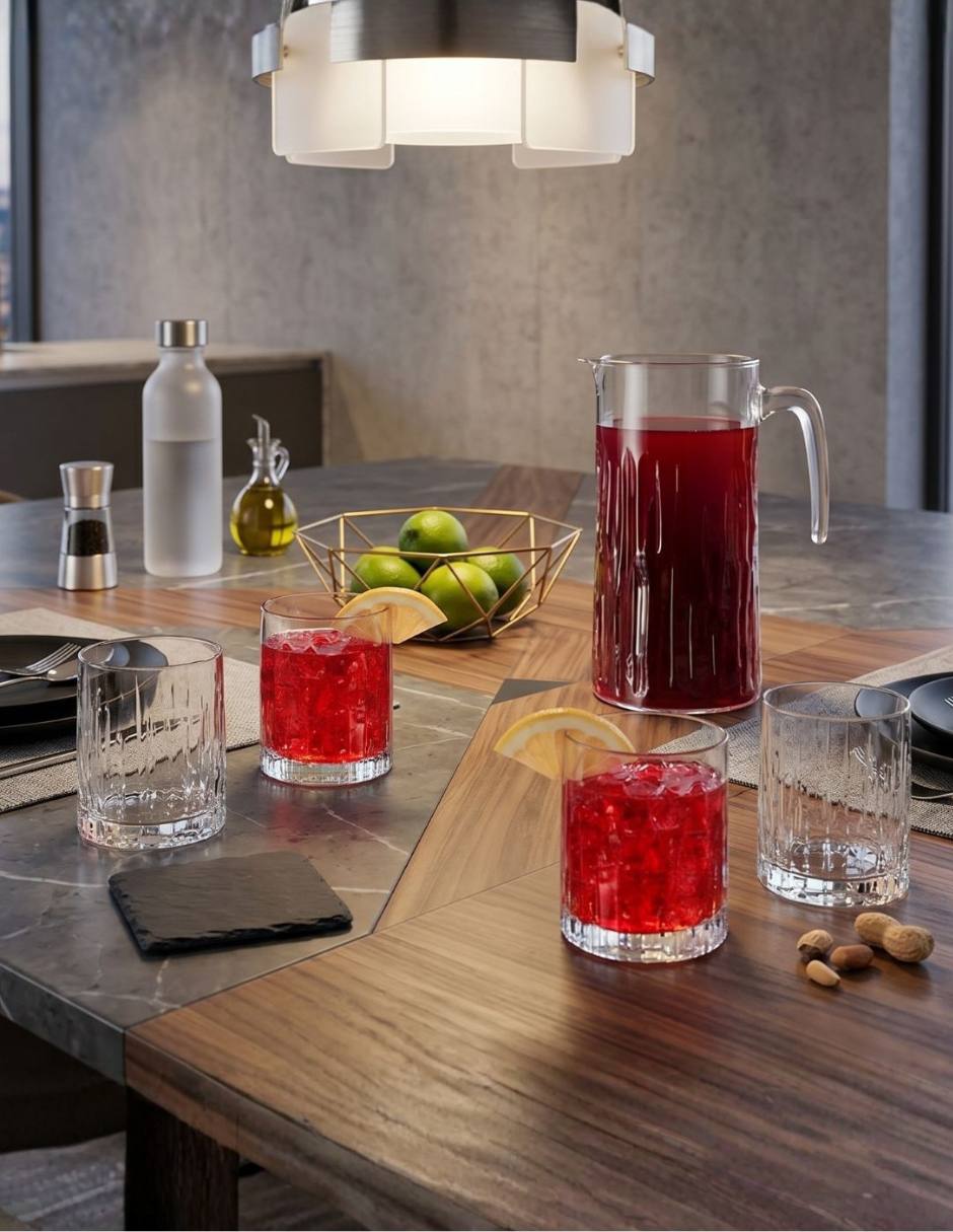 Set jarra c/vasos vidrio Stovmex Oak