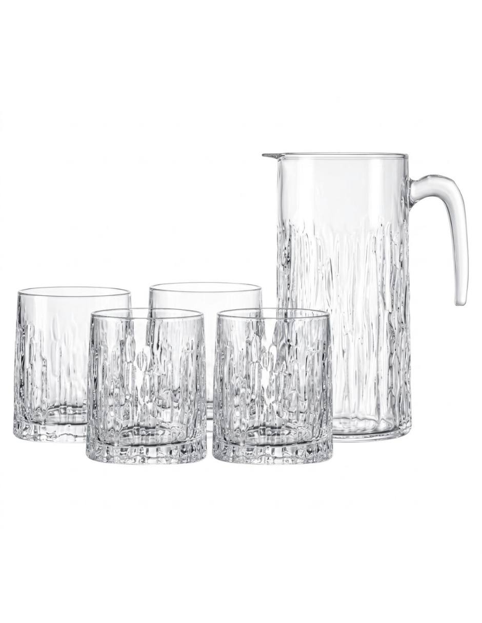Set jarra c/vasos vidrio Oak