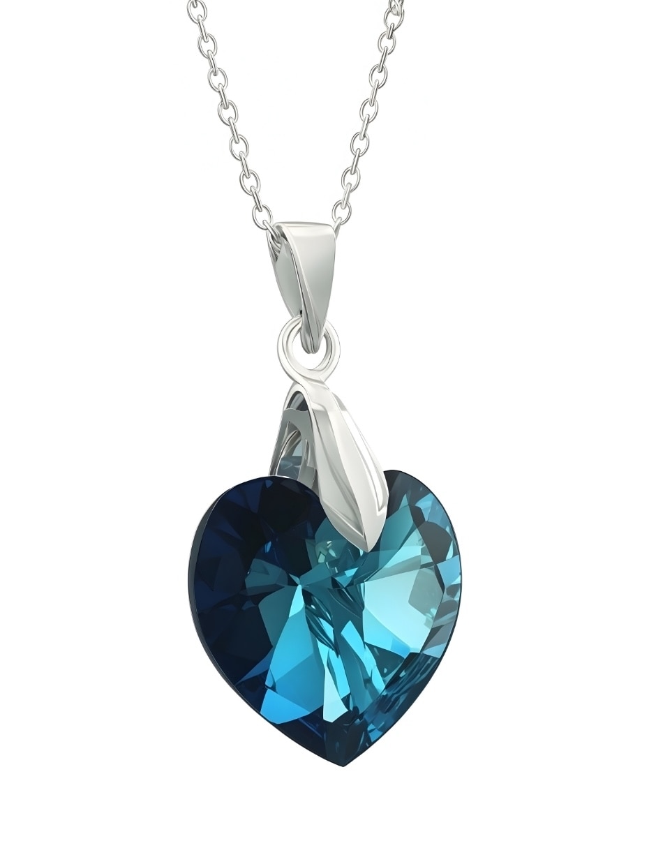 Aretes y collar de Corazón ZVEZDA Élan de plata