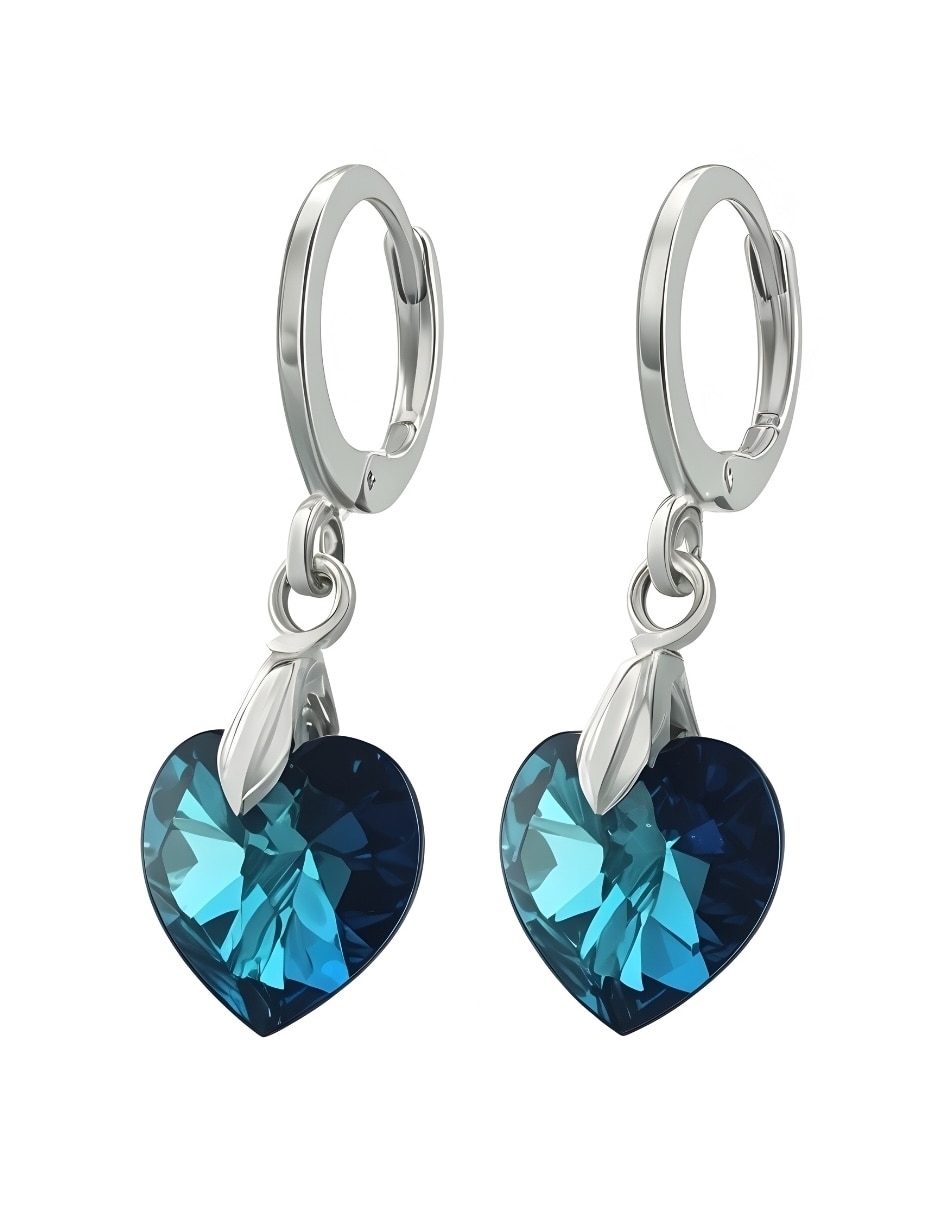 Aretes y collar de Corazón ZVEZDA Élan de plata