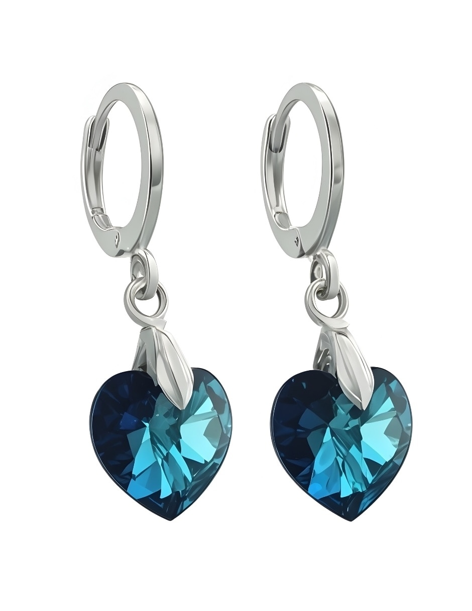 Aretes y collar de Corazón ZVEZDA Élan de plata