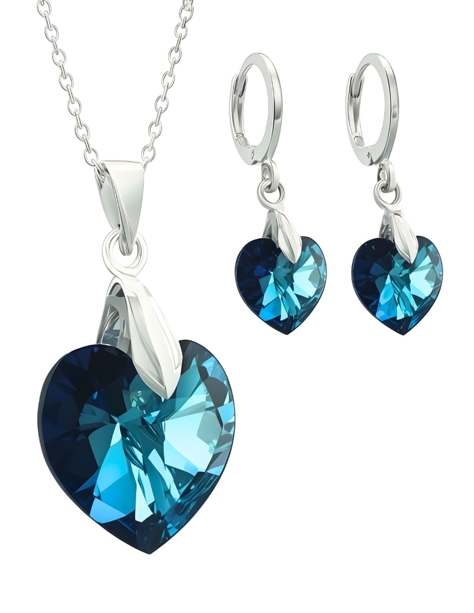 Aretes y collar de Corazón Élan de plata