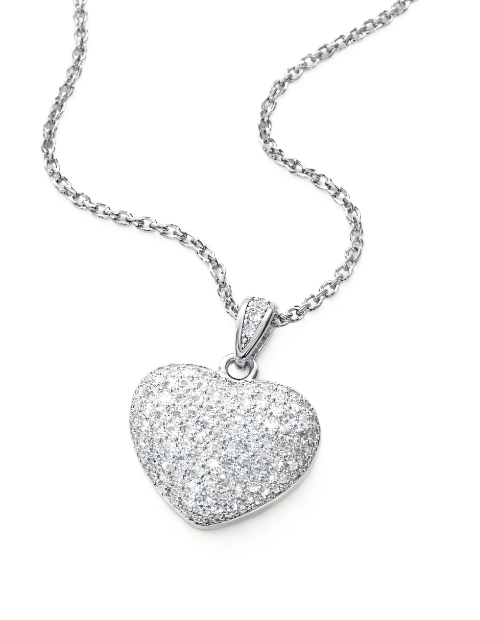 Aretes y collar de Corazón ZVEZDA Élan de plata Circonita