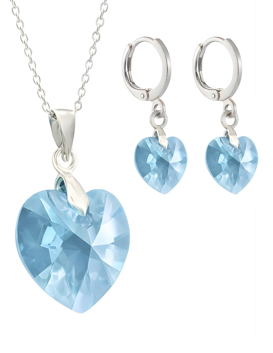 Aretes y collar de Corazón Élan de plata