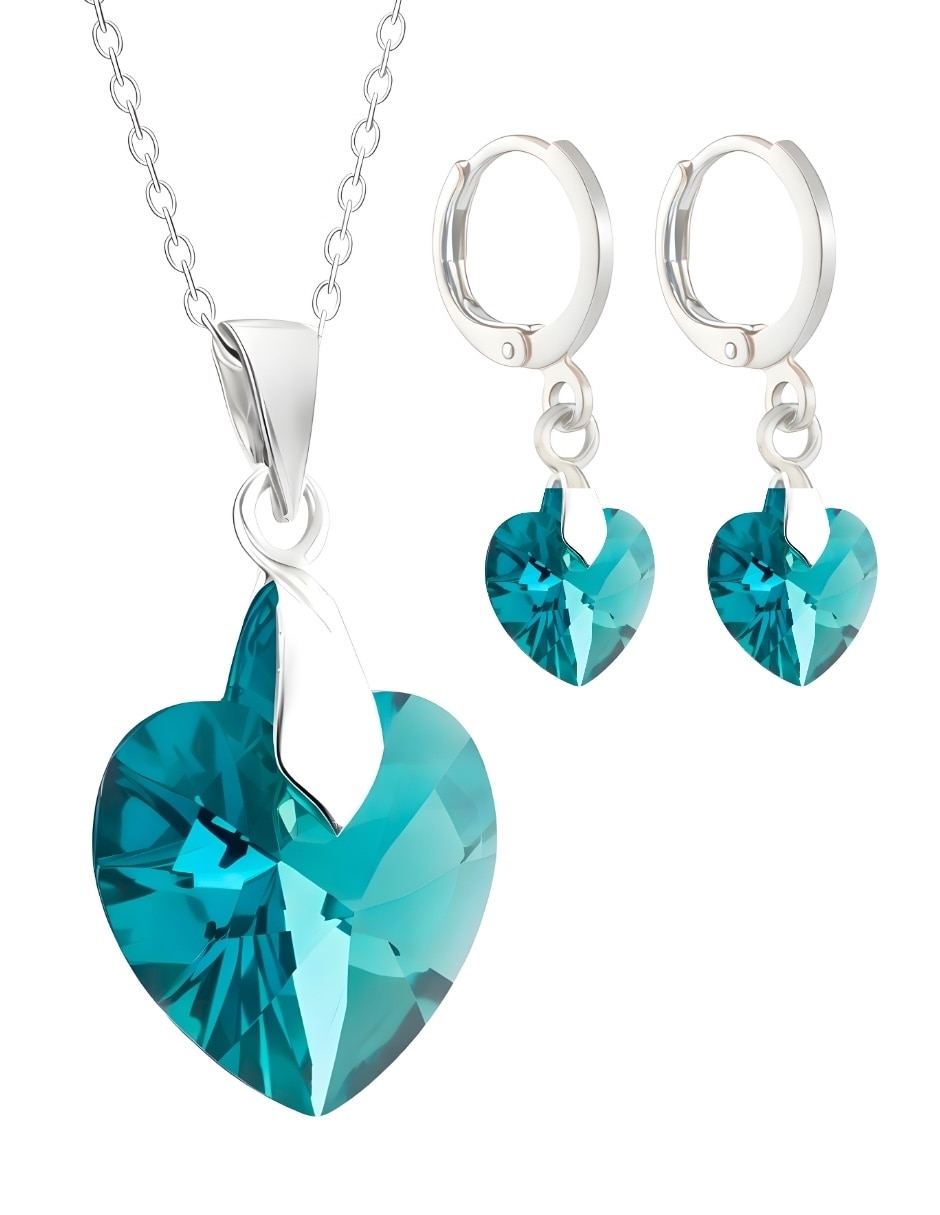 Aretes y collar de Corazón Élan de plata