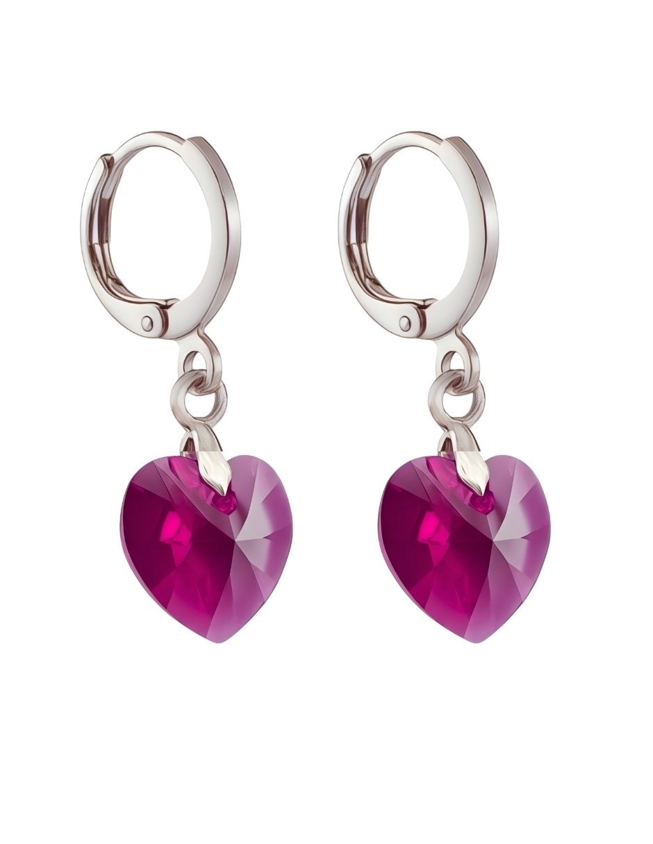 Aretes y collar de Corazón ZVEZDA Élan de plata