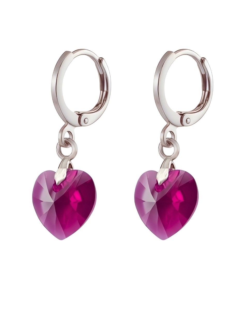 Aretes y collar de Corazón ZVEZDA Élan de plata