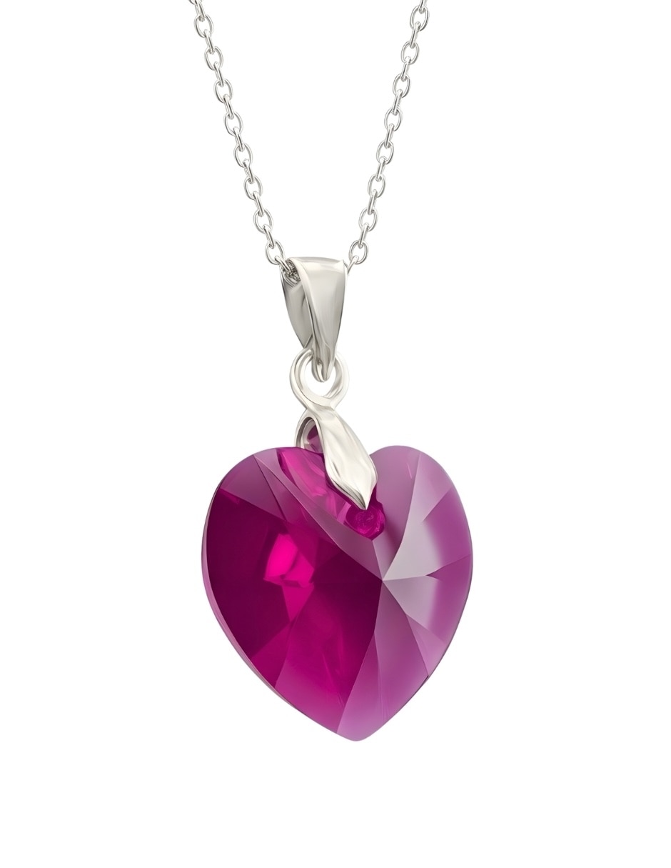 Aretes y collar de Corazón ZVEZDA Élan de plata