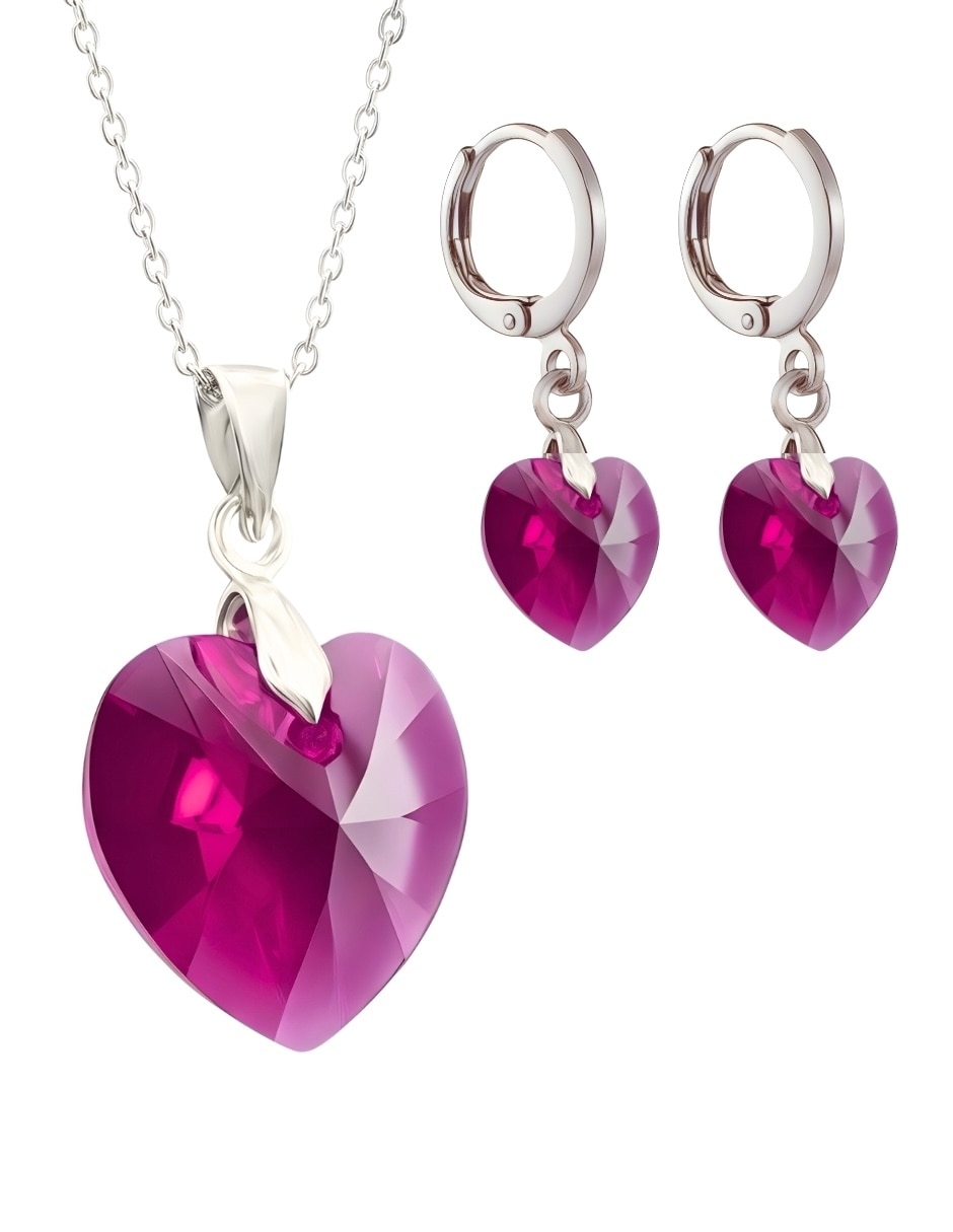 Aretes y collar de Corazón Élan de plata